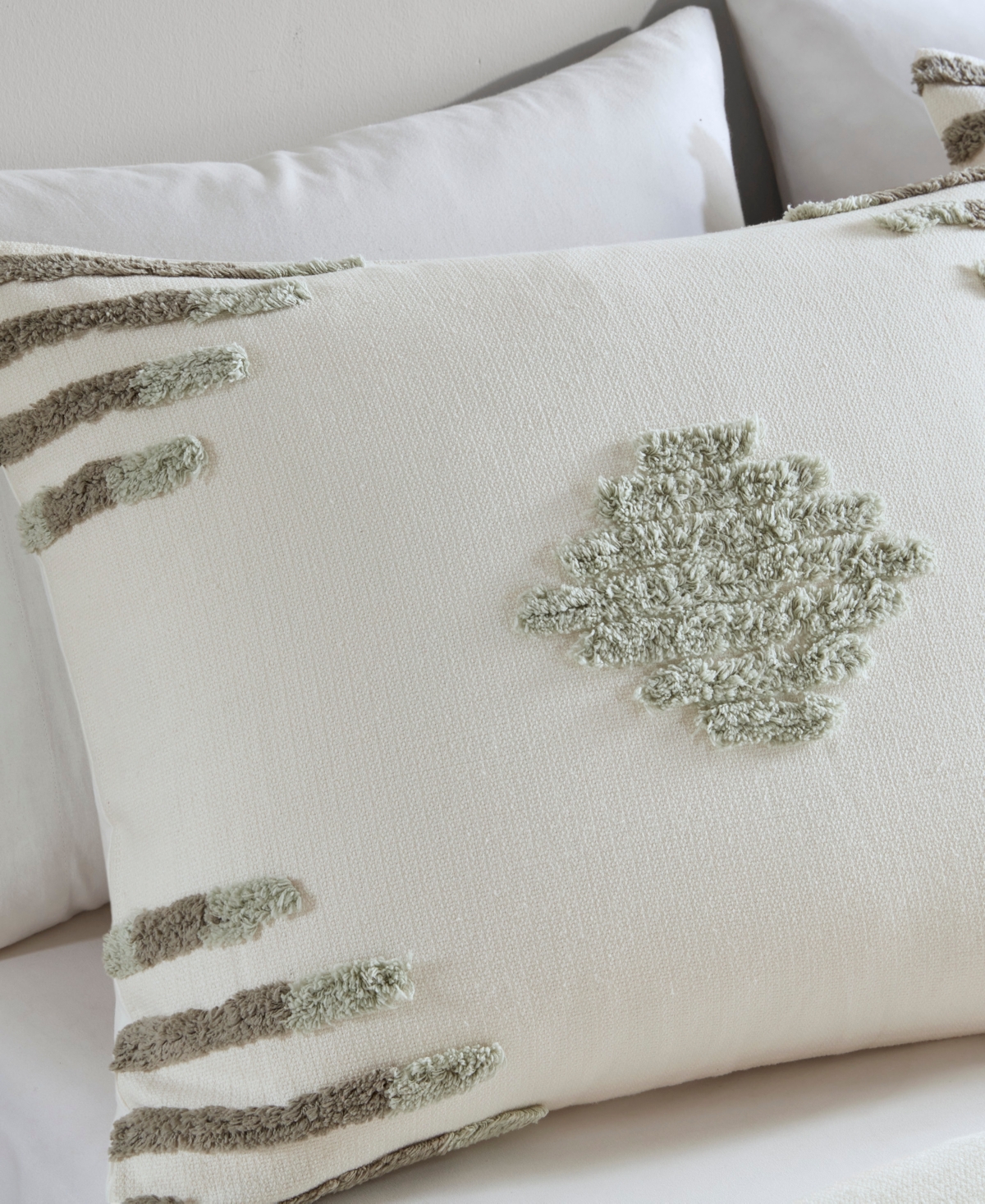 Ink+ivy Tahli Tufted Chenille 3-pc. Duvet Cover Set, Full/queen In Green,ivory