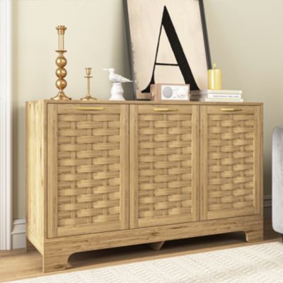 Premium Woven Wood Armoire with Ample Storage and Solid Stability