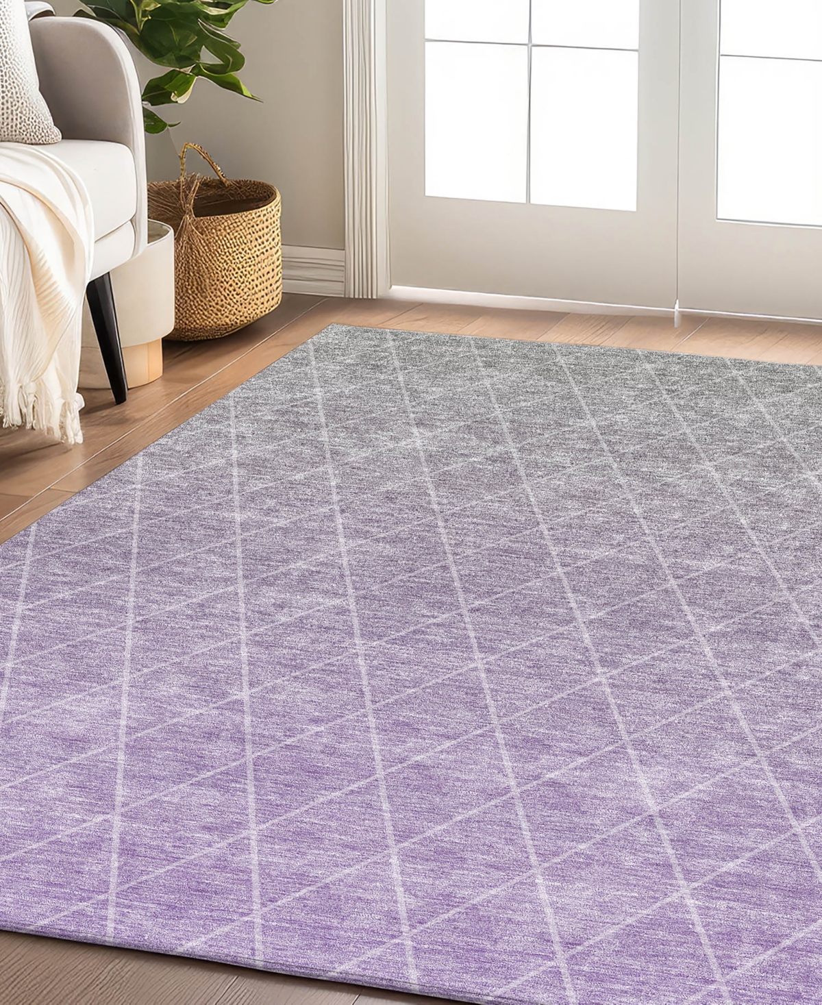 Dalyn Lazio Washable Lz2 2'3"x7'6" Runner Area Rug In Lavender