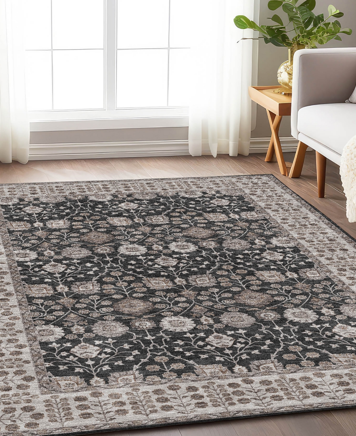 Dalyn Hatay Washable Hy8 5'x7'6"area Rug In Black