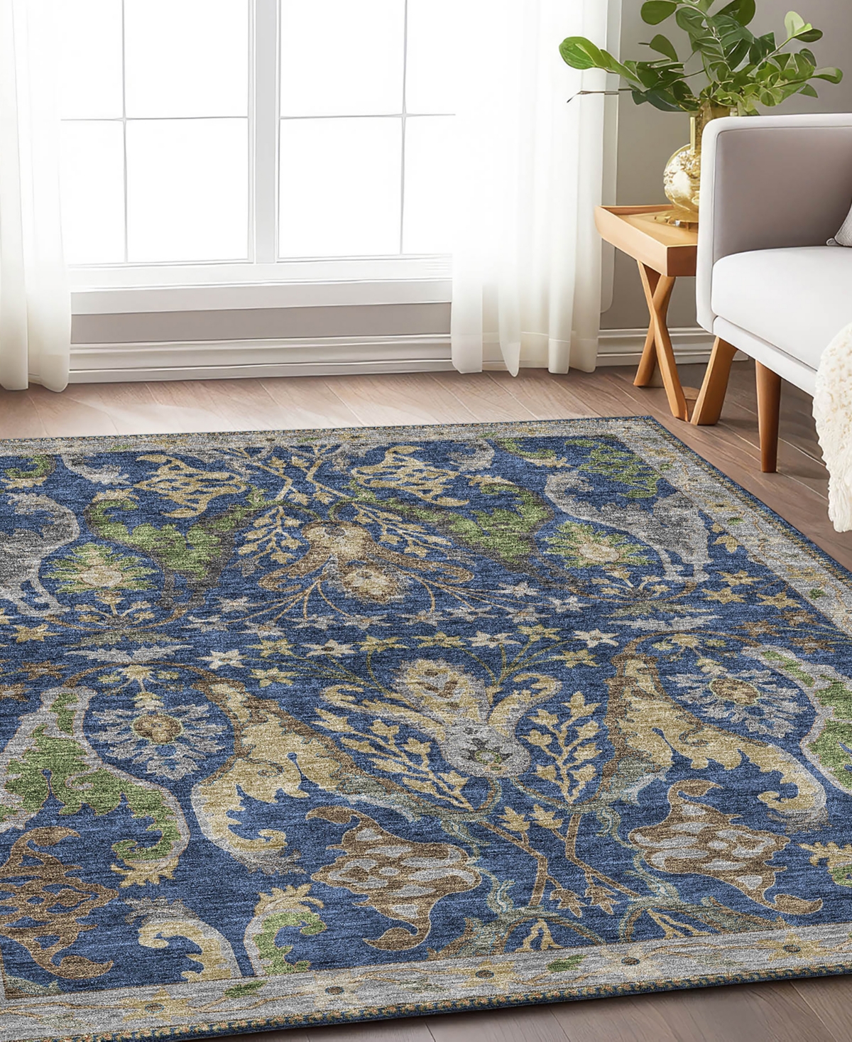 Dalyn Hatay Washable Hy6 2'3"x7'6" Runner Area Rug In Navy