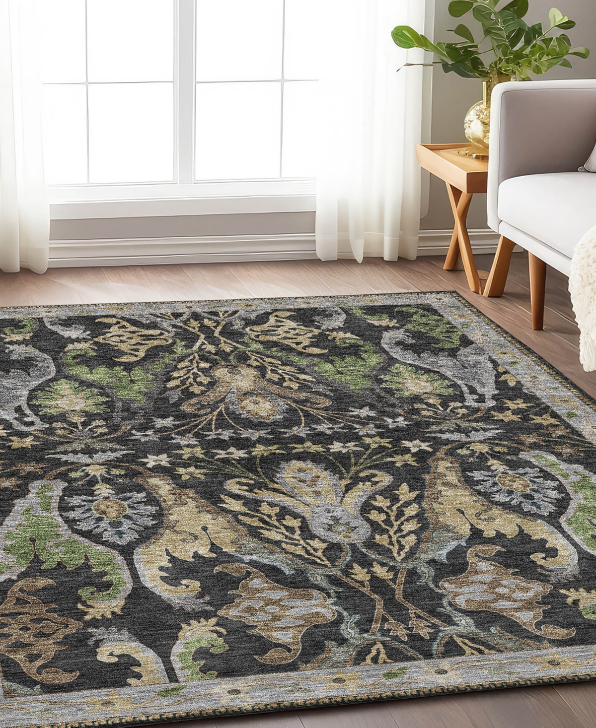 Dalyn Hatay Washable Hy6 3'x5' Area Rug In Black