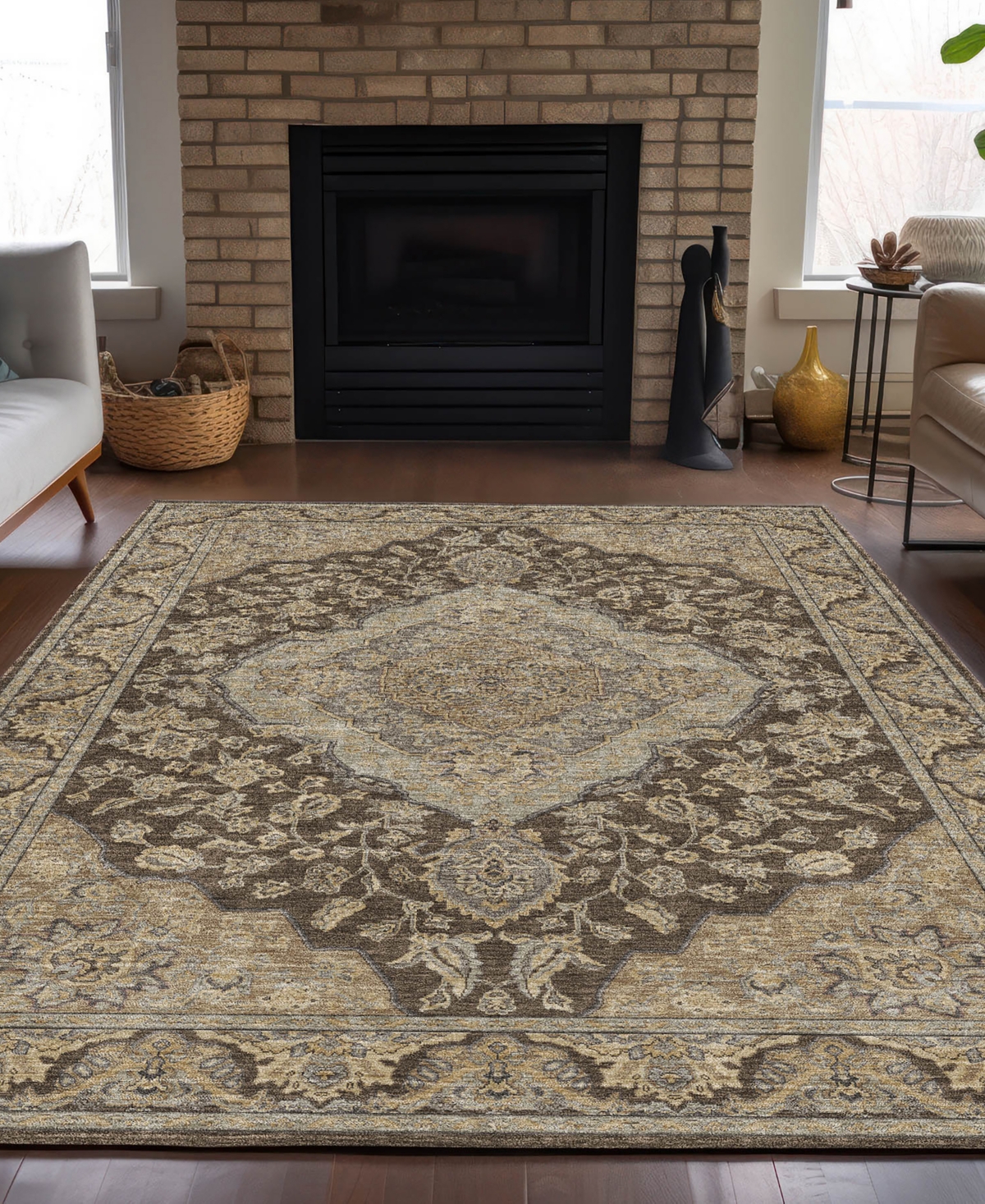 Dalyn Hatay Washable Hy3 10'x14' Area Rug In Chocolate