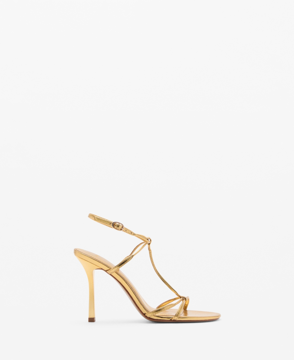 Mango Metallic Strap Sandals Gold In Gold