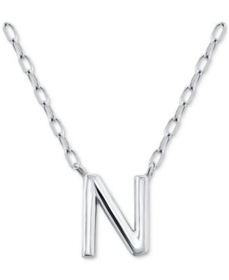 Initial N Pendant Necklace in Sterling Silver, 16" + 2" extender, Created for Macy's