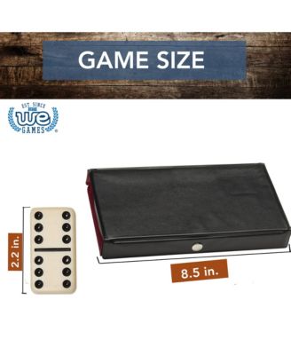 Double 6 Dominoes - Ivory with Black Vinyl Case