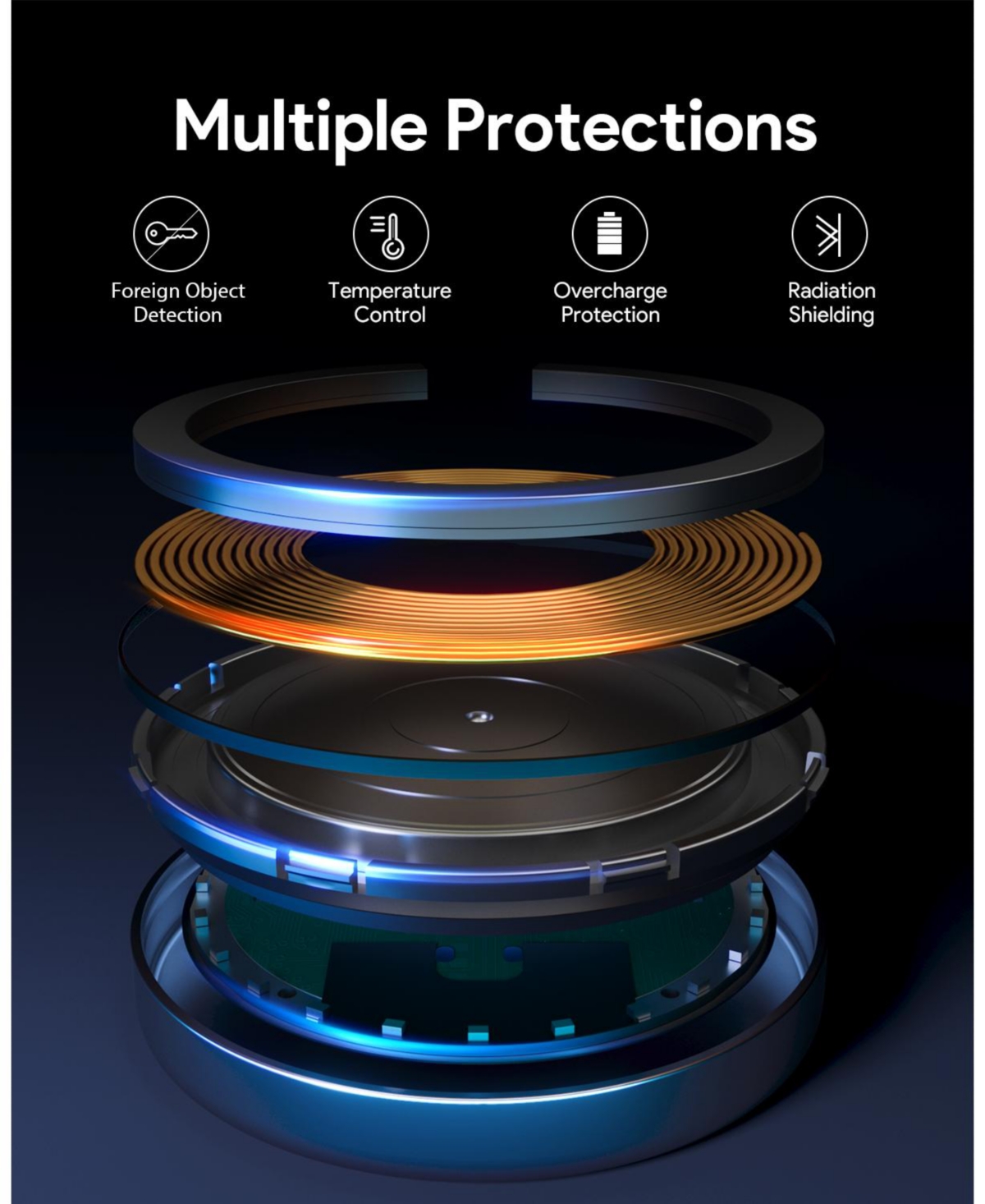 Aukey Lc-MC10 MagFusion Aura 15W Qi2 Certified Magnetic Fast Wireless Charger 3ft Usb C-c Cable Included