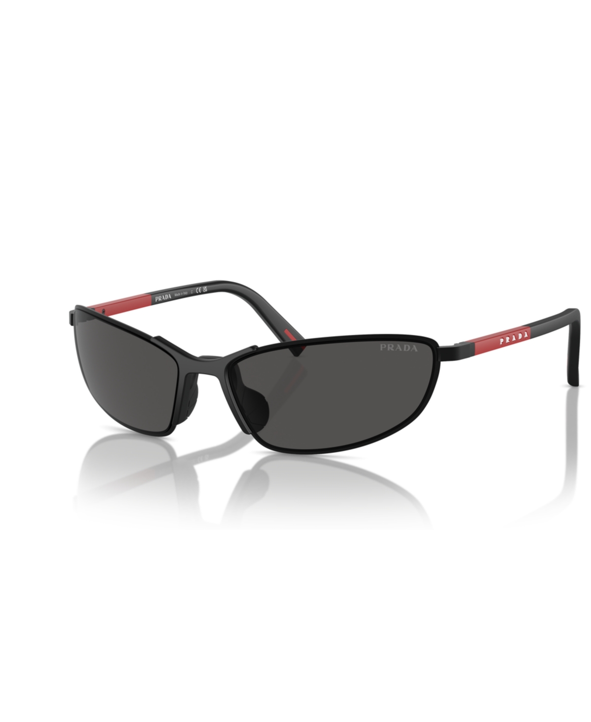 Prada Linea Rossa Matte Black Metal Sunglasses In Matte Blac