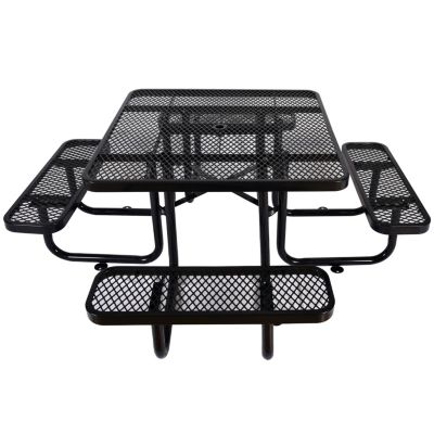 Streamdale Square Outdoor Steel Picnic Table 46" black, with umbrella pole