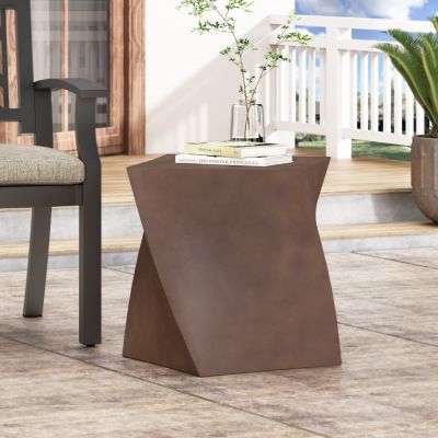 Streamdale Live Edge Concrete Side Table with Abstract Twist