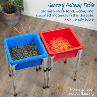 2 Station Square Sand and Water Table with Lids - Seafoam/Turquoise