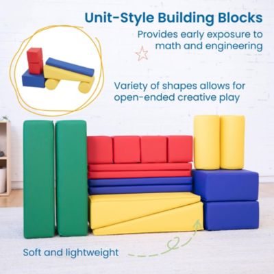 SoftZone Soft Builder Blocks, Assorted, 16-Piece