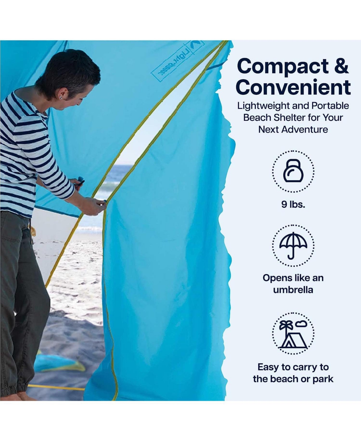 ECR4Kids Lightspeed Outdoors Tall Canopy with Shade Wall, Deep Navy