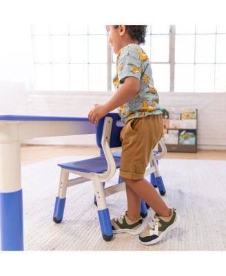 23in x 47in Rectangle Dry-Erase Activity Table and 2 Adjustable Height Plastic Chairs - Grey