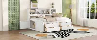 Streamdale White Full-Size Wood Daybed with Cabinet Storage