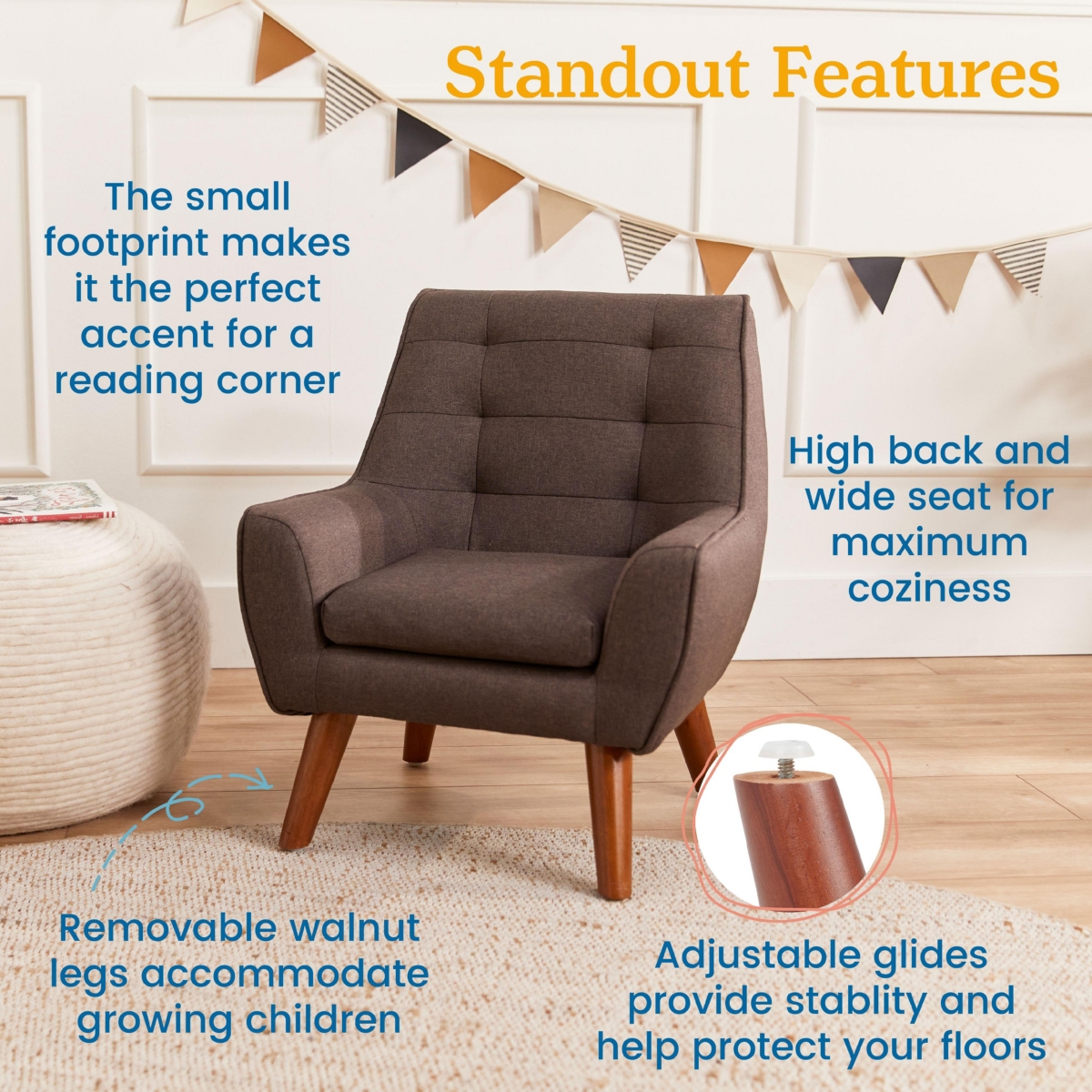 ECR4Kids Ezra Accent Chair, Raisin