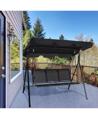 Outdoor Patio Swing Canopy 3 Person Canopy Swing Chair Patio Hammock Black