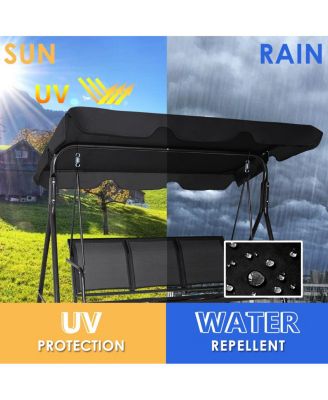 Outdoor Patio Swing Canopy 3 Person Canopy Swing Chair Patio Hammock Black