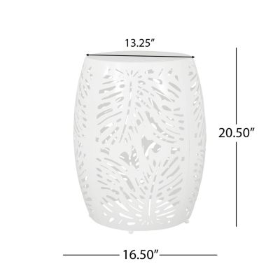  Modern Palm Leaf Side Table with Durable Iron Frame