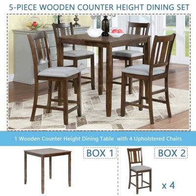 Elegant 5-Piece Solid Wood Counter Height Dining Set