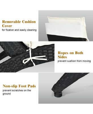 2PCS Foldable Rattan Wicker Chaise Lounge Chair w/ Cushion Patio Outdoor