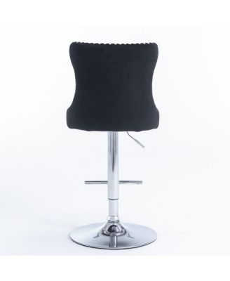 Adjustable Swivel Velvet Bar Stools, Set of 2