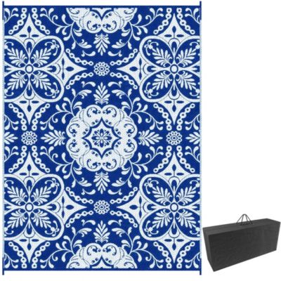 Outdoor Rug & Bag, 9' x 12' Plastic Rug, & Floral