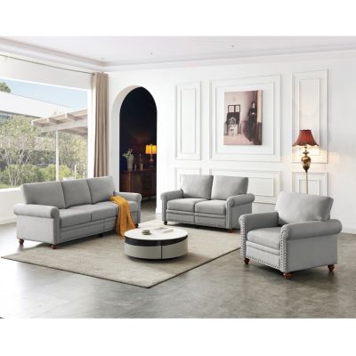 Streamdale Linen Fabric Upholstered With Storage Sofa 1+2+3 Sectional