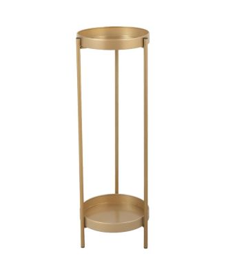 Streamdale Elegant Golden Foldable 2-Tier Plant Stand for Indoor Outdoor Use