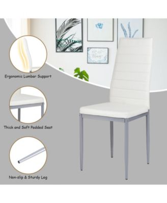 Set of 4 PVC Leather Dining Chairs with Solid Metal Legs for Kitchen or Dining Room