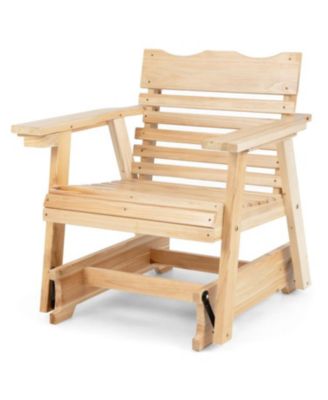 Outdoor Wood Rocking Chair with High Back and Widened Armrests