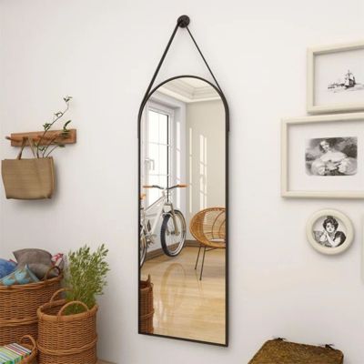 Arched Wall Mounted Mirror 16"x48" in Black