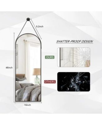 Arched Wall Mounted Mirror 16"x48" in Black