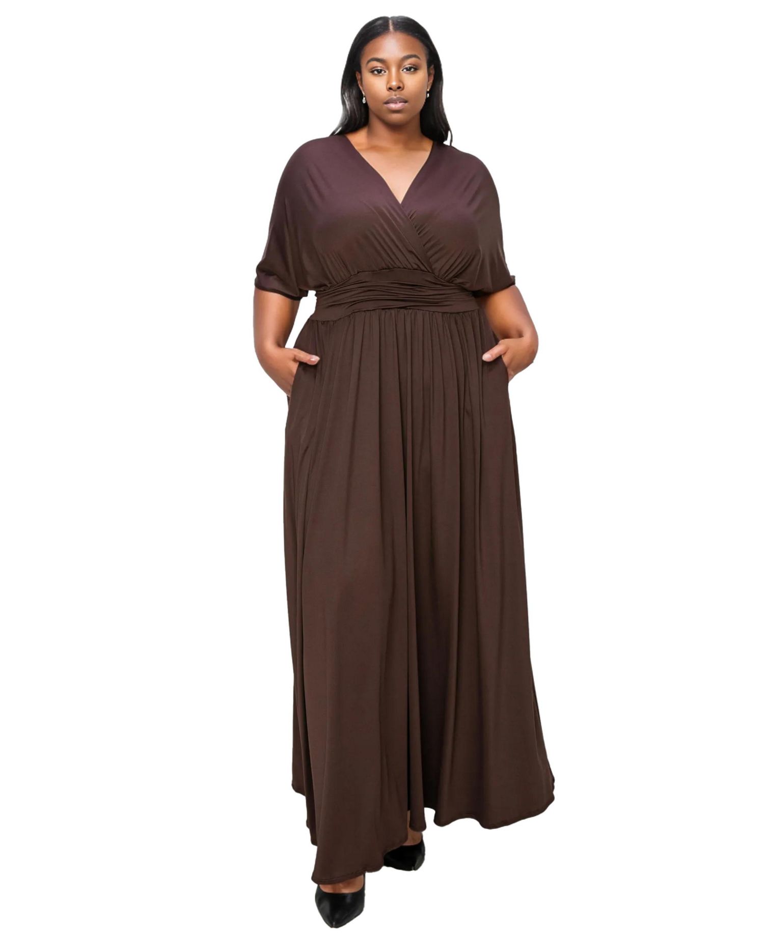 Plus Size Raffi Pocket Empire Waist Maxi Dress