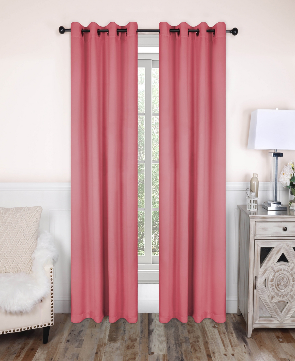 Superior Solid Classic Modern Wrinkle Resistant Room Darkening 2-Piece Curtain Set with Grommet Header Top, X