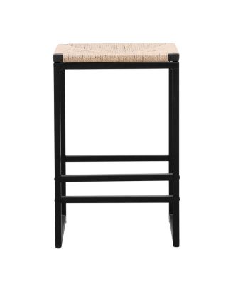 2 Backless Bar Stools in Paper Rope Woven Chairs