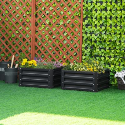 Stylish & Durable 2-Pack Elevated Garden Planters with Open Bottoms