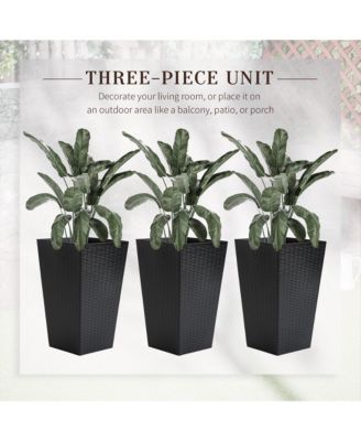 Charming Rattan-Style Planter Trio with Self-Drainage