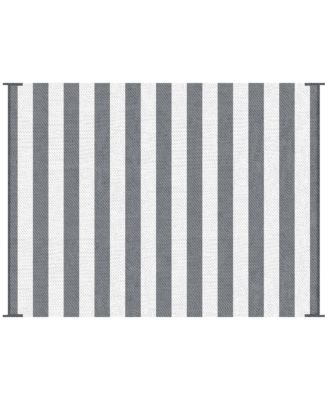 Outdoor Rug with Carry Bag 9' x 12' Plastic Straw Rug Gray & White