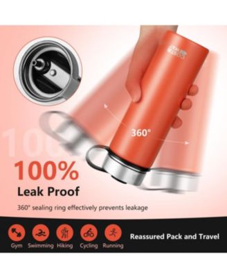 Double-Walled Insulated Stainless Steel Water Bottle with 2 Lids and Straw