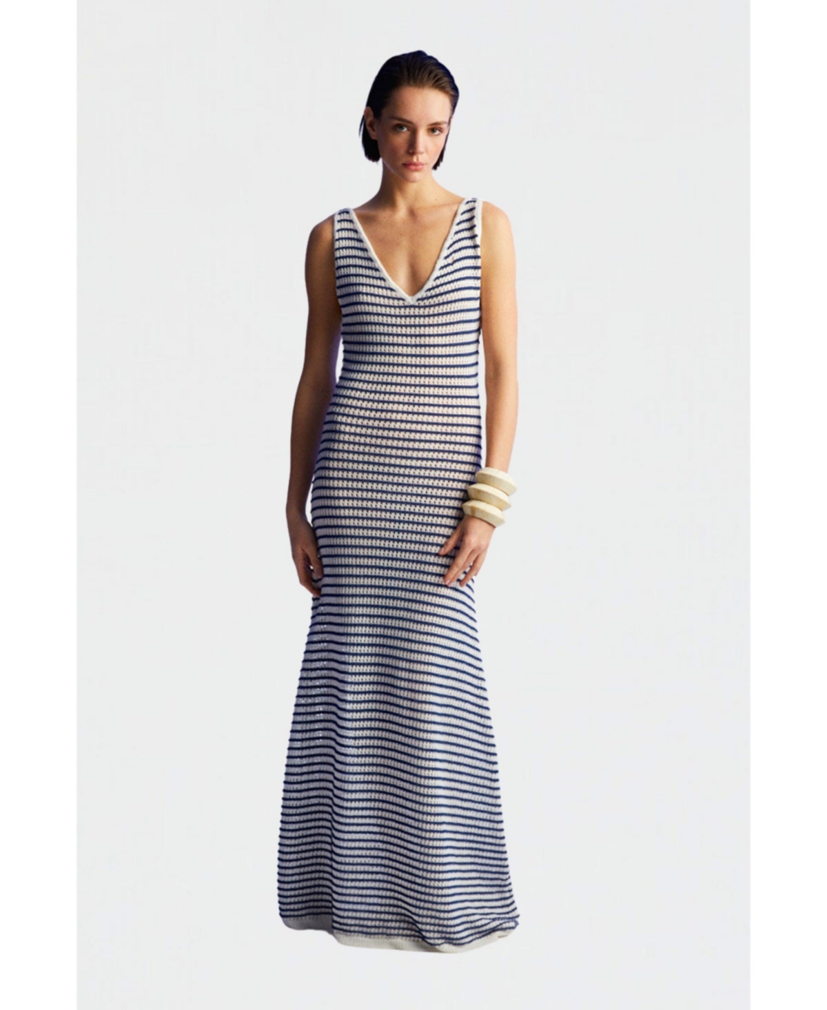 Women's Striped Long Dress - Multi-colored