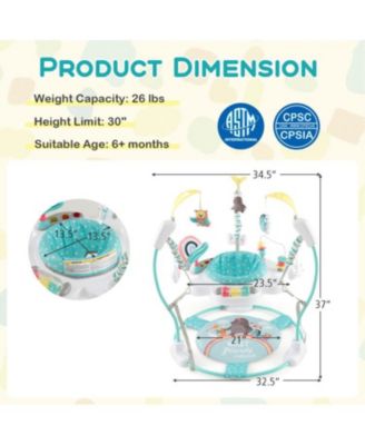 Boys Baby Activity Center Height Adjustable Baby Bouncing Saucer with Interactive Toys-Blue
