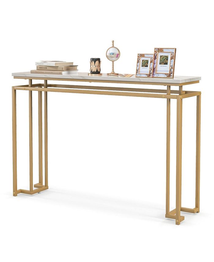 Slickblue Modern Entryway Table with Gold Heavy-duty Metal Frame and ...