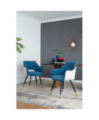 Set of 2 Blue Fabric Side Accent Chairs, 23" x 23" x 34