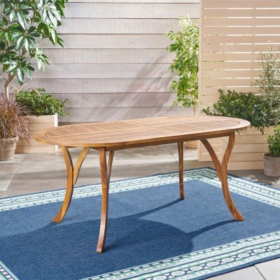 Streamdale Elegant Oval Acacia Wood Table with Teak Finish for Outdoor Patios