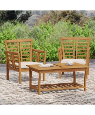 Acacia Wood Seating Set Weather-Resistant, Slatted Design