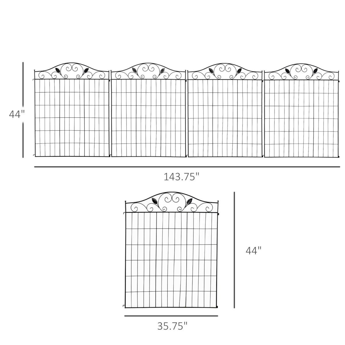 Streamdale Furniture Elegant Vine Pattern Yard Fencing for Path Edging and Flower Borders