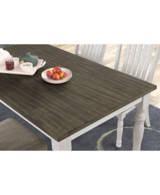 Ebret Farmhouse Two-tone Distressed Wood Dining Table, Brown and White