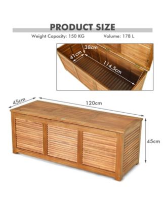 47 Gallon Acacia Wood Storage Bench Box for Patio Garden Deck