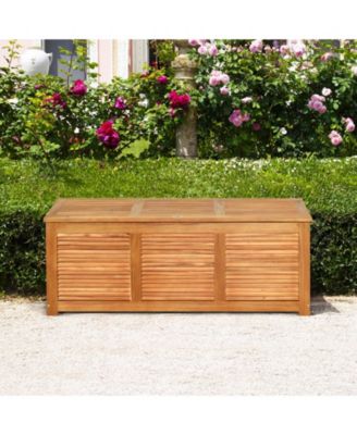 47 Gallon Acacia Wood Storage Bench Box for Patio Garden Deck